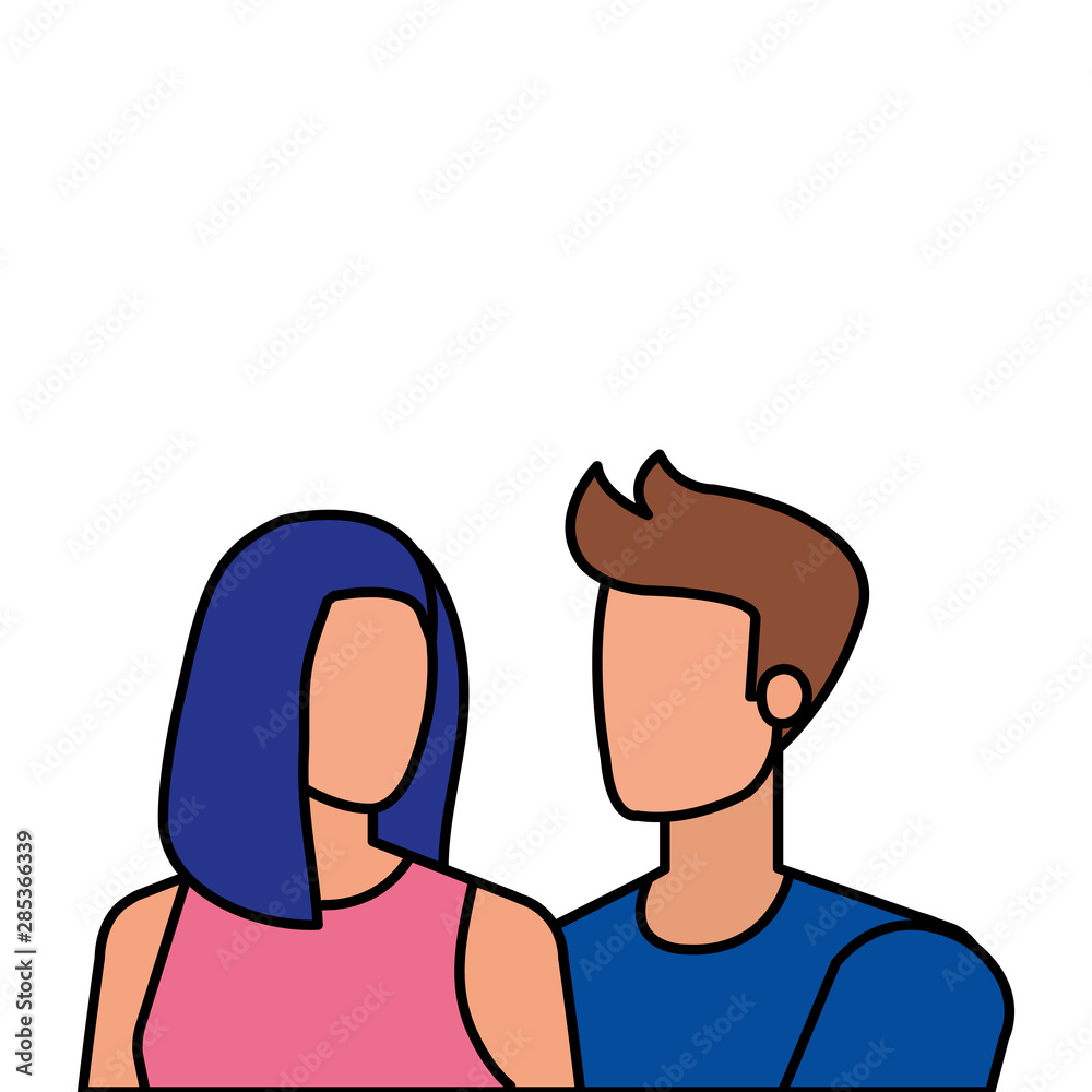 Obraz premium young lovers couple avatars characters