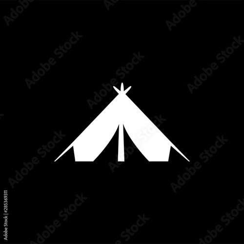 Tent Icon On Black Background. Black Flat Style Vector Illustration © Stock Ninja Studio