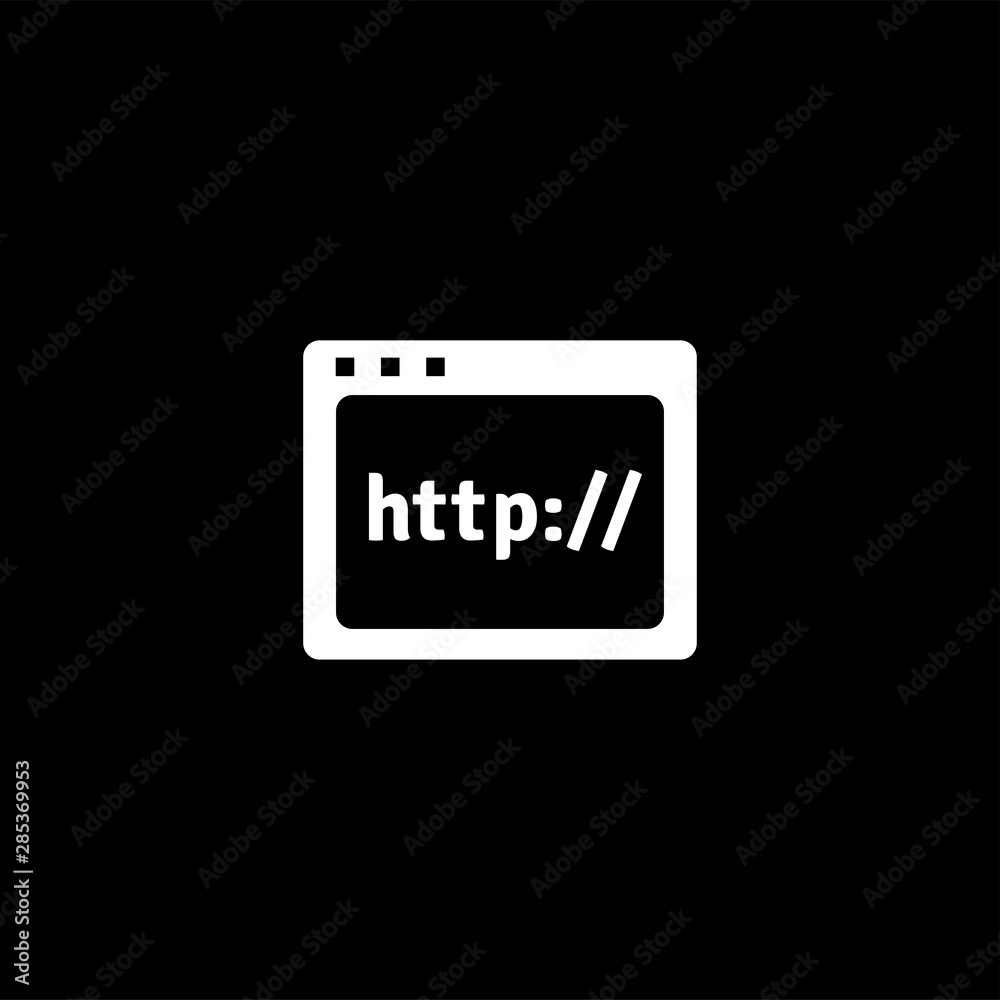 Web Page Icon On Black Background. Black Flat Style Vector Illustration. Web Page Icon On Black Background. Black Flat Style Vector Illustration.