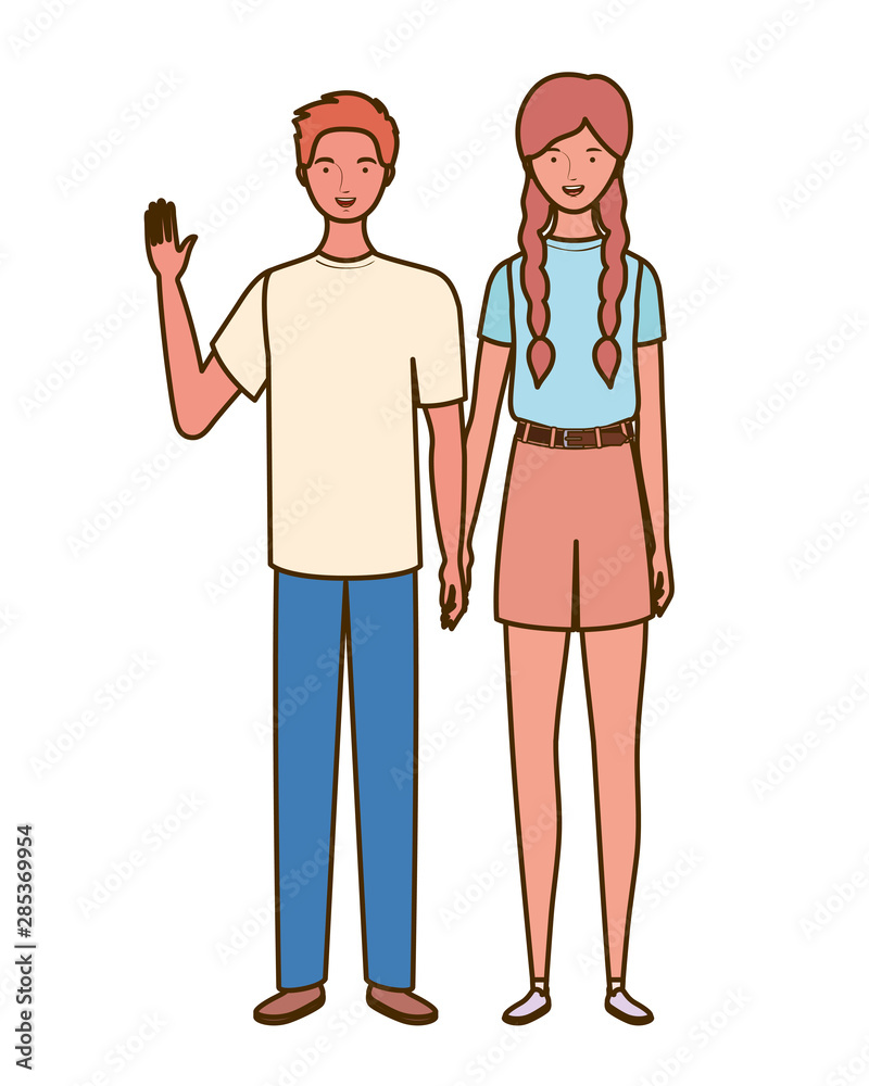 couple of people standing on white background