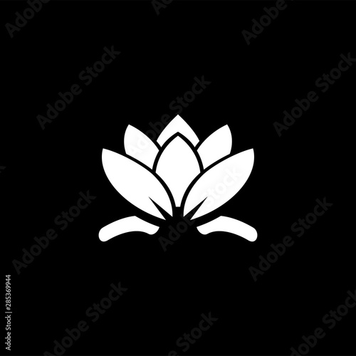 Water Lily Icon On Black Background. Black Flat Style Vector Illustration.