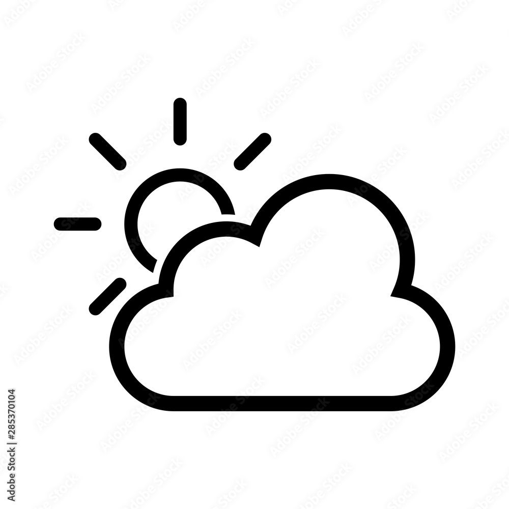 cloud and sun silhouette icon vector cloud and sun silhouette icon vector