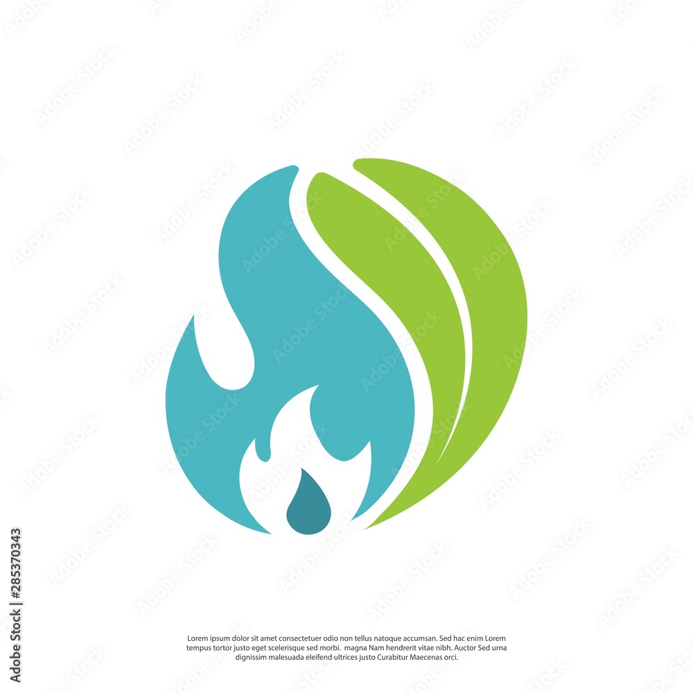 Obraz premium Vector leaf logo with fire in a simple minimalist style