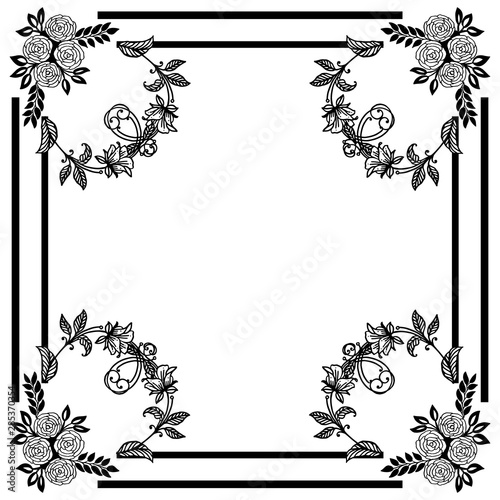 Pattern wallpaper of card, with sketch style of leaf wreath frame. Vector
