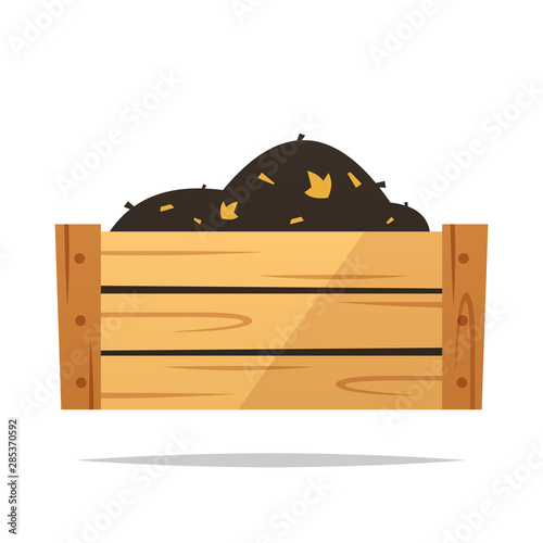 Wooden compost bin vector isolated illustration
