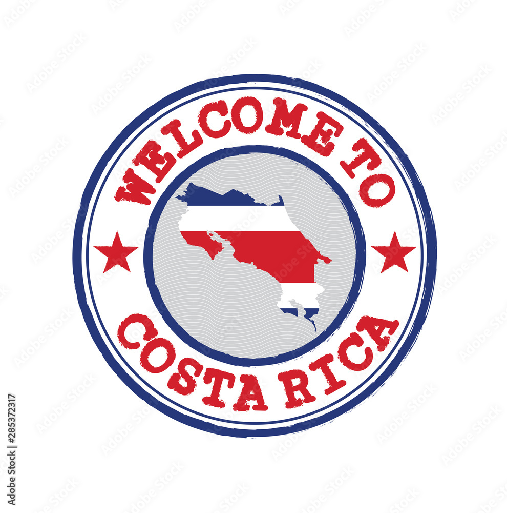 Vector stamp of welcome to Costa Rica with map outline of the nation in center. Vector stamp of welcome to Costa Rica with map outline of the nation in center.
