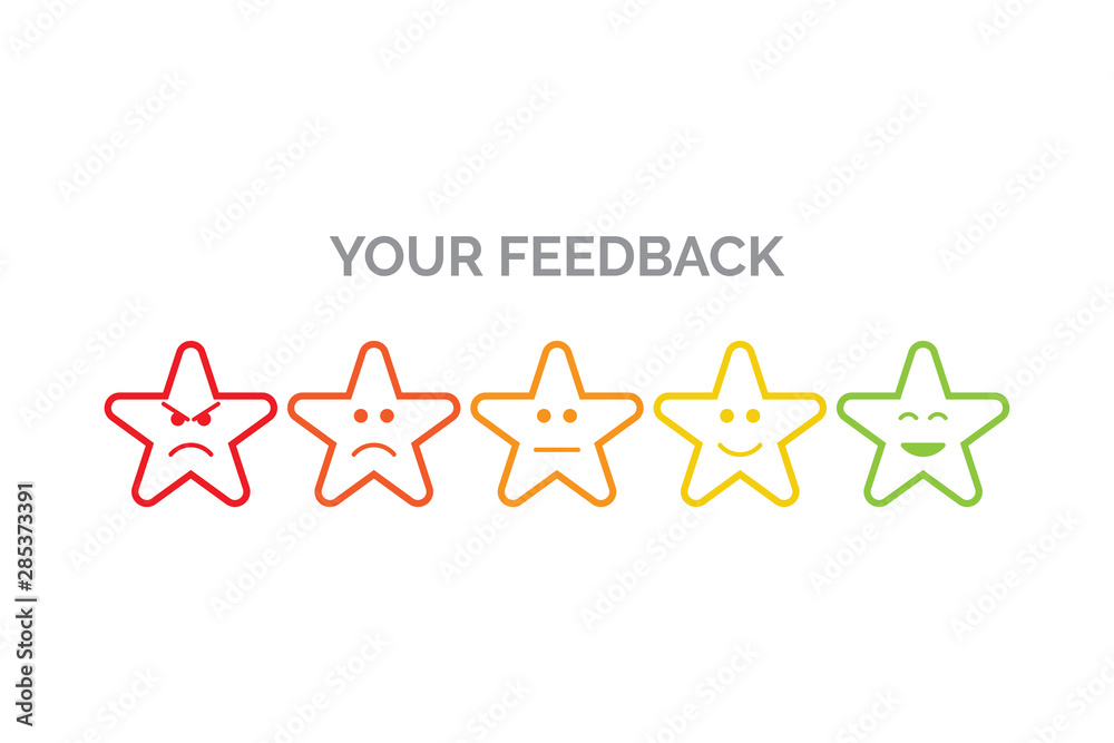 Obraz premium your feedback five stars line stroke emoji