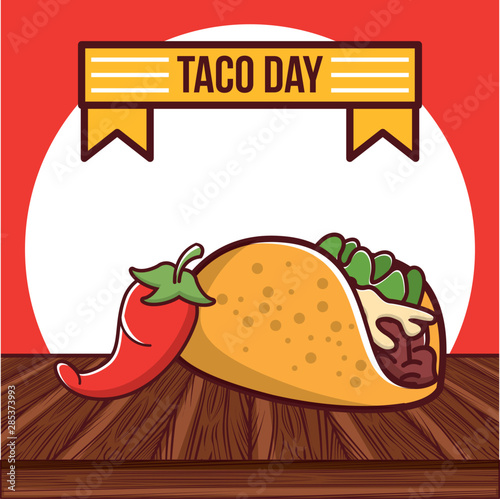 Taco day mexican food cartoon