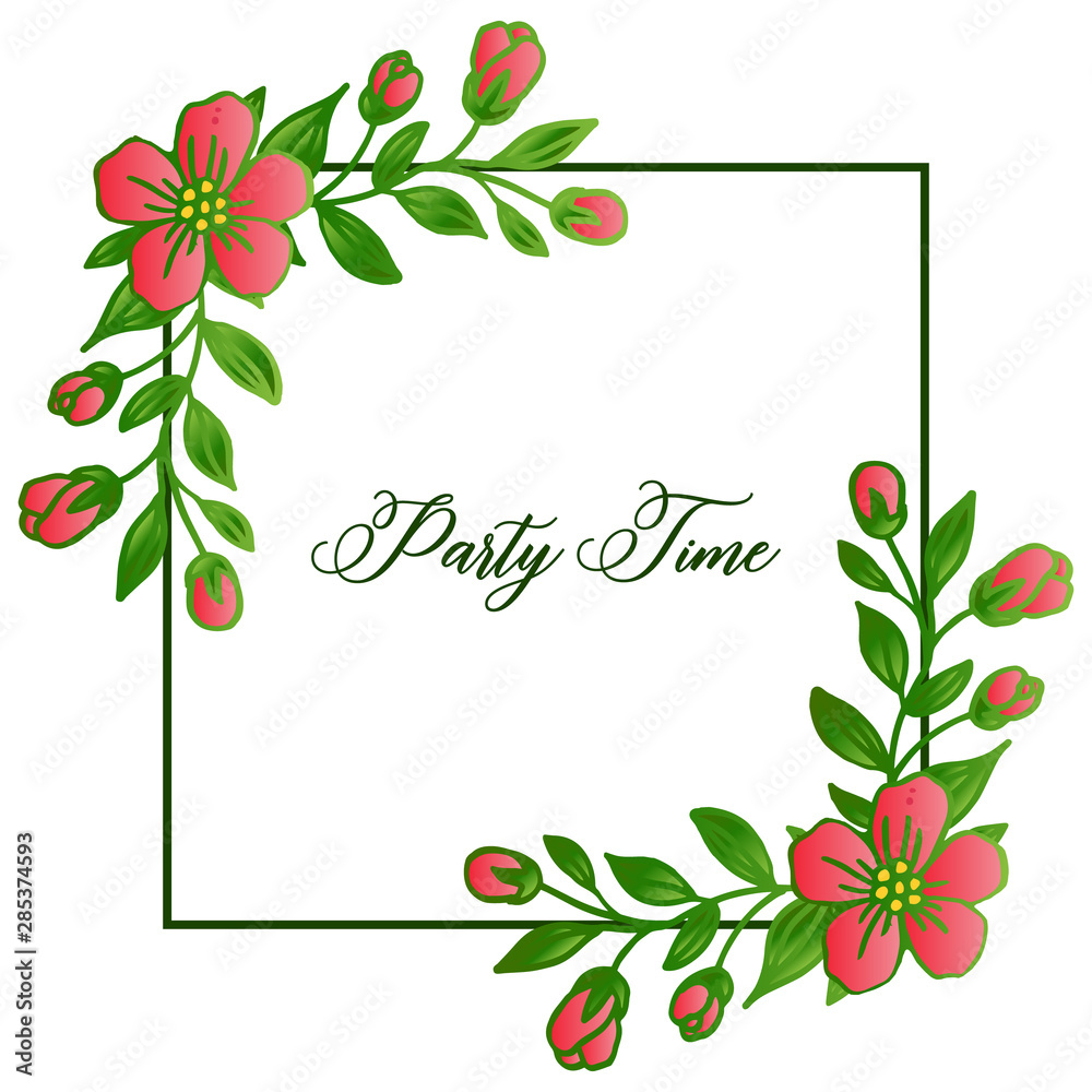 Various style of leaf flower frame, for party time letter. Vector
