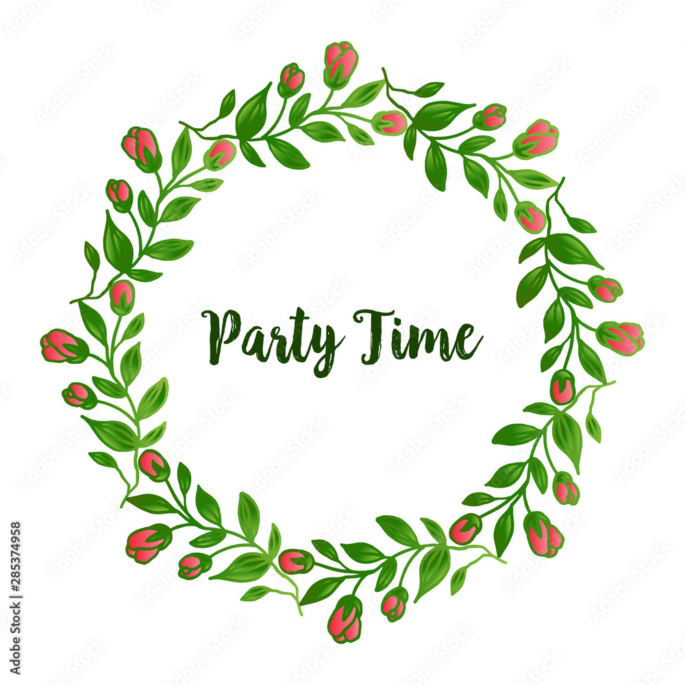 Cute green foliage and wreath frame, for party time poster. Vector Cute green foliage and wreath frame, for party time poster. Vector