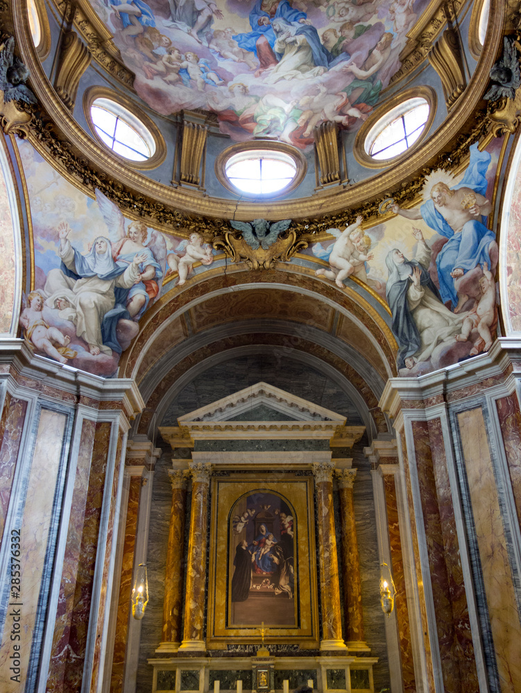 Altar and dome at San Luigi dei Francesi church in Rome, 2019.