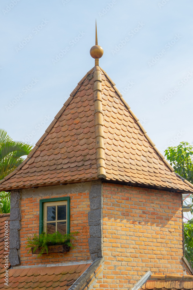 Germanic style roof in a german village.