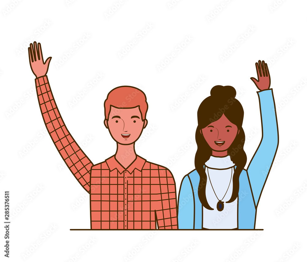 couple of people smiling on white background couple of people smiling on white background