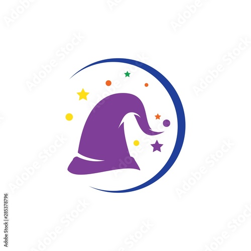 Wizard cap carachter logo vector