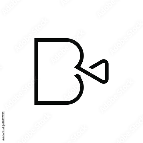 simple modern black line art B letter movie production logo design idea