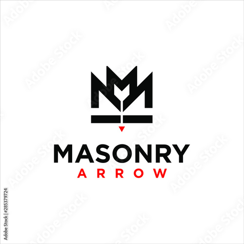 simple black crown masonry logo design idea