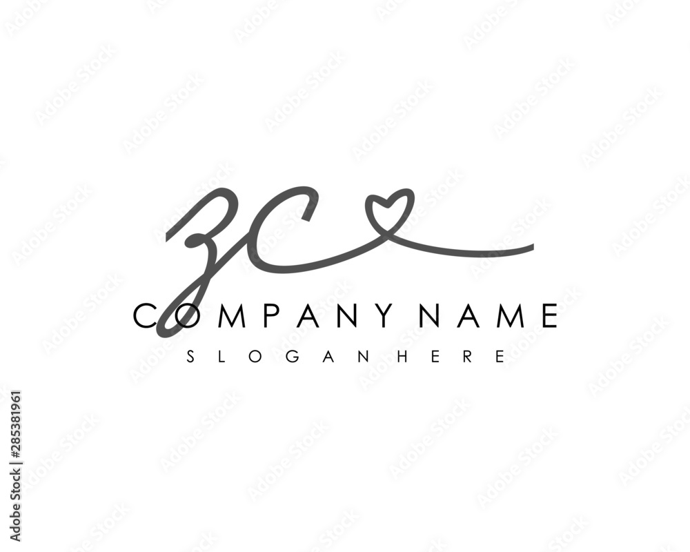 ZC Initial handwriting logo vector ZC Initial handwriting logo vector