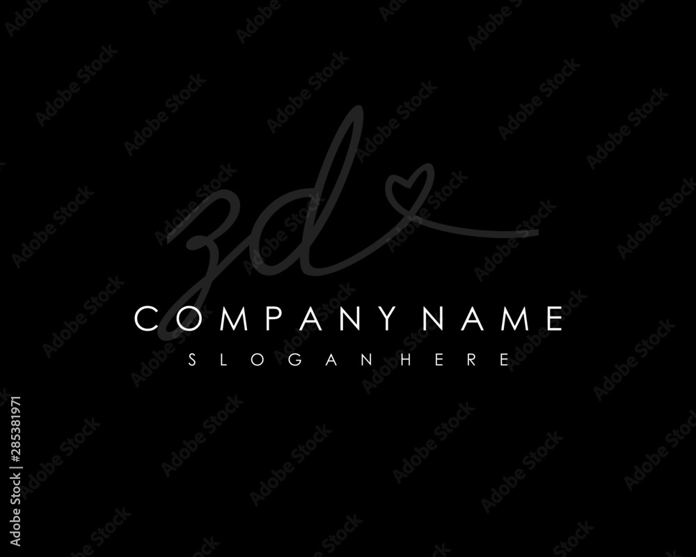 ZD Initial handwriting logo vector