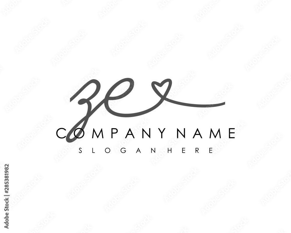 ZE Initial handwriting logo vector ZE Initial handwriting logo vector