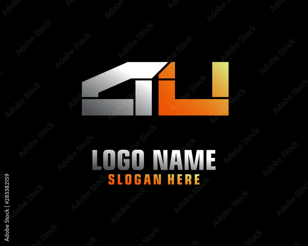AU Initial letter logo template vector