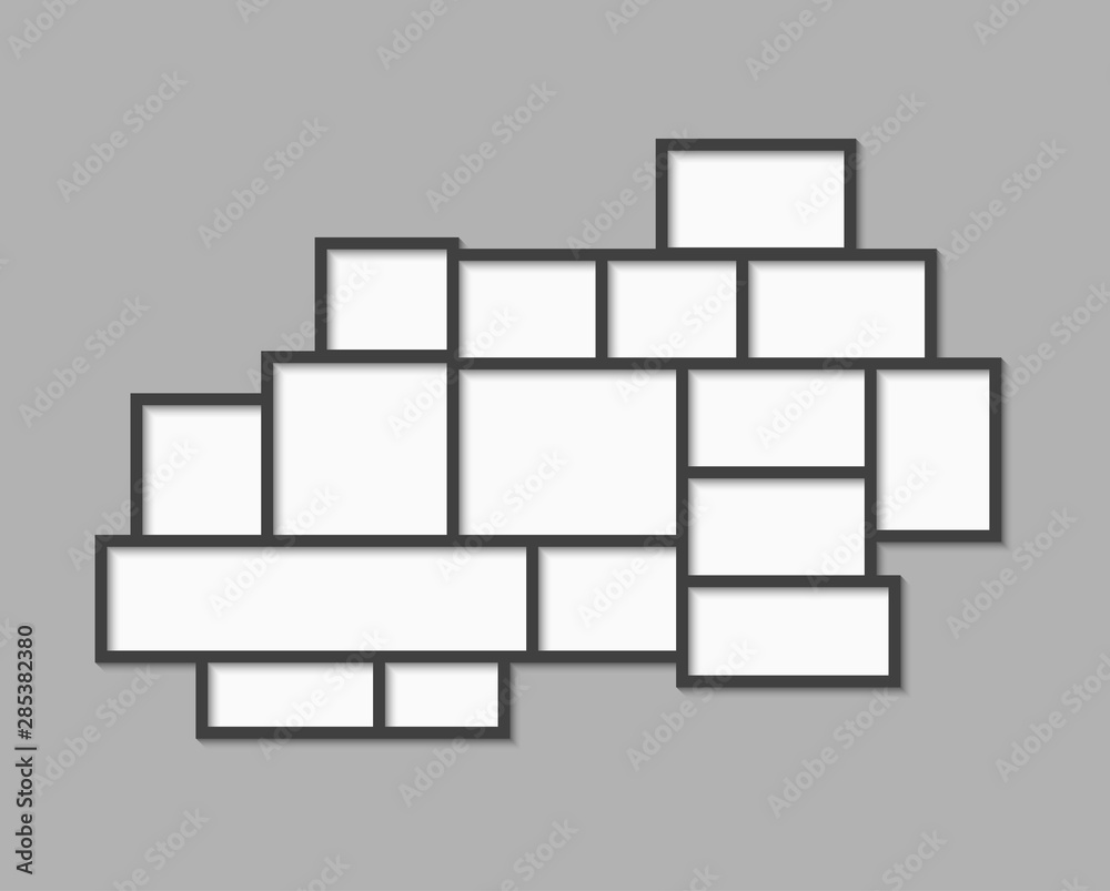 Vector empty collage board twelve frames, photo Vector empty collage board twelve frames, photo