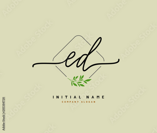 E D ED Beauty vector initial logo, handwriting logo of initial signature, wedding, fashion, jewerly, boutique, floral and botanical with creative template for any company or business.