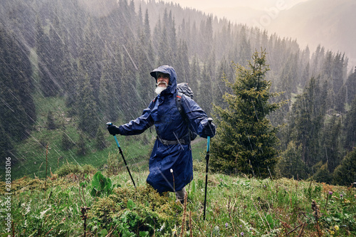 Man in the raincoat outdoor