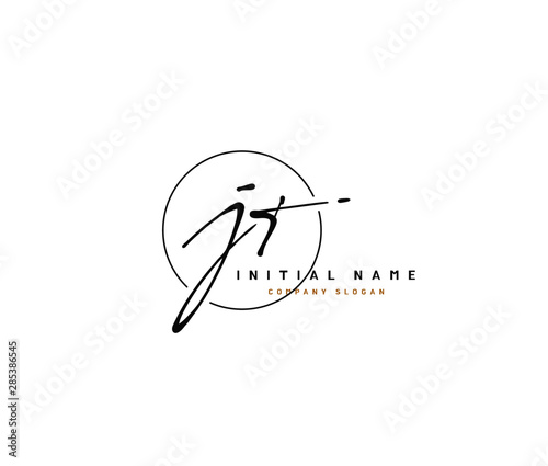 J T JT Beauty vector initial logo, handwriting logo of initial signature, wedding, fashion, jewerly, boutique, floral and botanical with creative template for any company or business.
