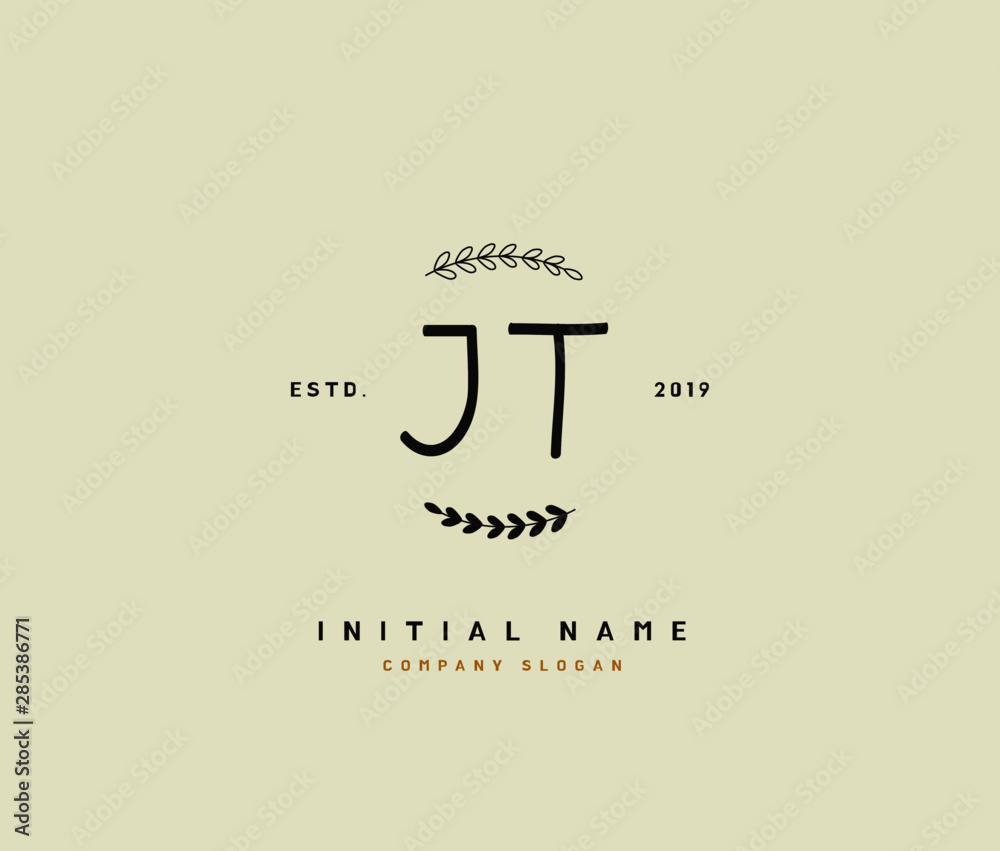 J T JT Beauty vector initial logo, handwriting logo of initial signature, wedding, fashion, jewerly, boutique, floral and botanical with creative template for any company or business. J T JT Beauty vector initial logo, handwriting logo of initial signature, wedding, fashion, jewerly, boutique, floral and botanical with creative template for any company or business.