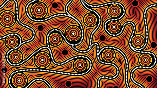 Aboriginal dot art vector background. Connection concept