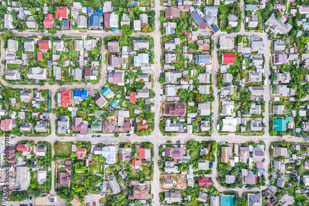 aerial top view of lots of houses at city suburb area in summer day. Minsk, Belarus aerial top view of lots of houses at city suburb area in summer day. Minsk, Belarus