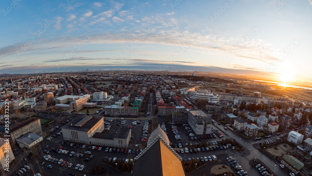 Reykjavik sunset looking over Hallgrímskirkja