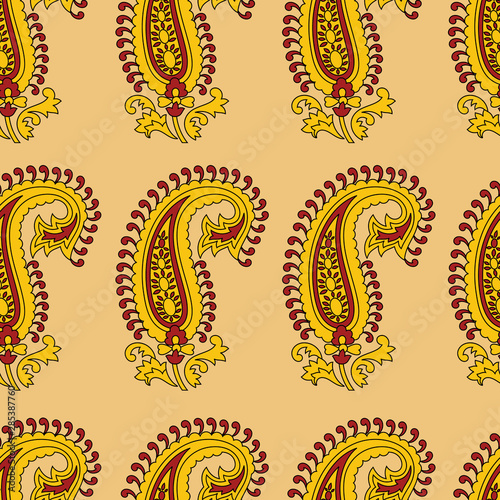 Indian traditional kalamkari paisley vector