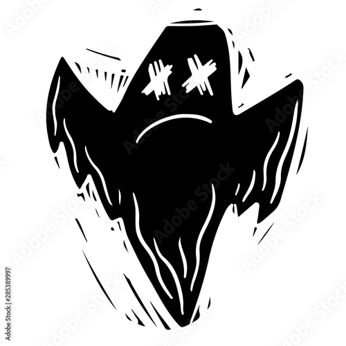 Creepy ghost hand drawn black silhouette illustration