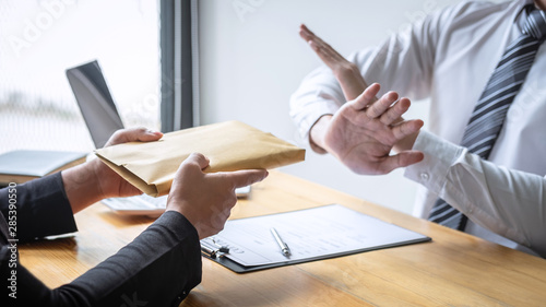 Принти на полотні Anti bribery and corruption concept, Business man refusing and don't receive mon