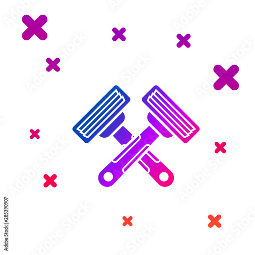 Color Crossed shaving razor icon isolated on white background. Gradient random dynamic shapes. Vector Illustration