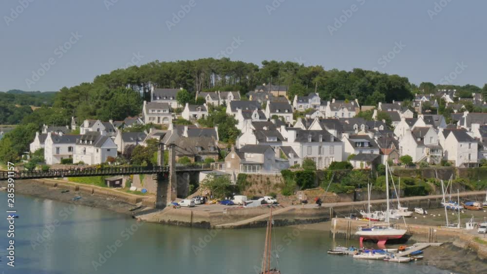 panoramic shot of typical breton village, Le Bono, France panoramic shot of typical breton village, Le Bono, France