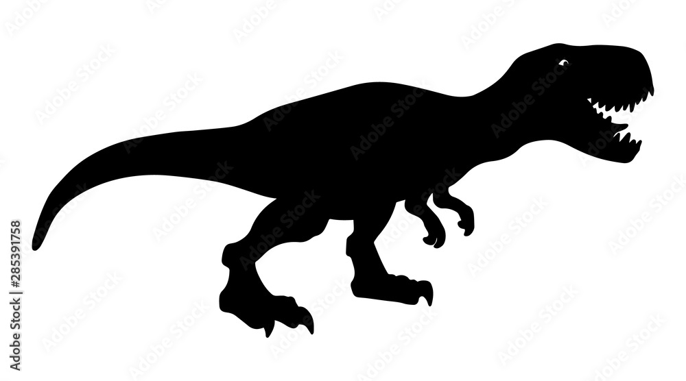 T rex dinosaur, dangerous extinct predator silhouette illustration