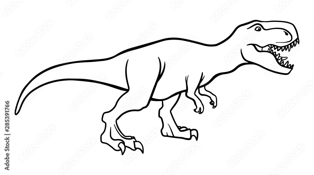 Ponte de pie en su lugar Capilla Becks T rex dinosaur, dangerous extinct predator outline illustration vector de  Stock | Adobe Stock