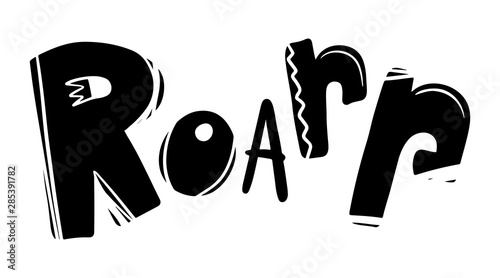 Roar hand drawn black ink brush lettering