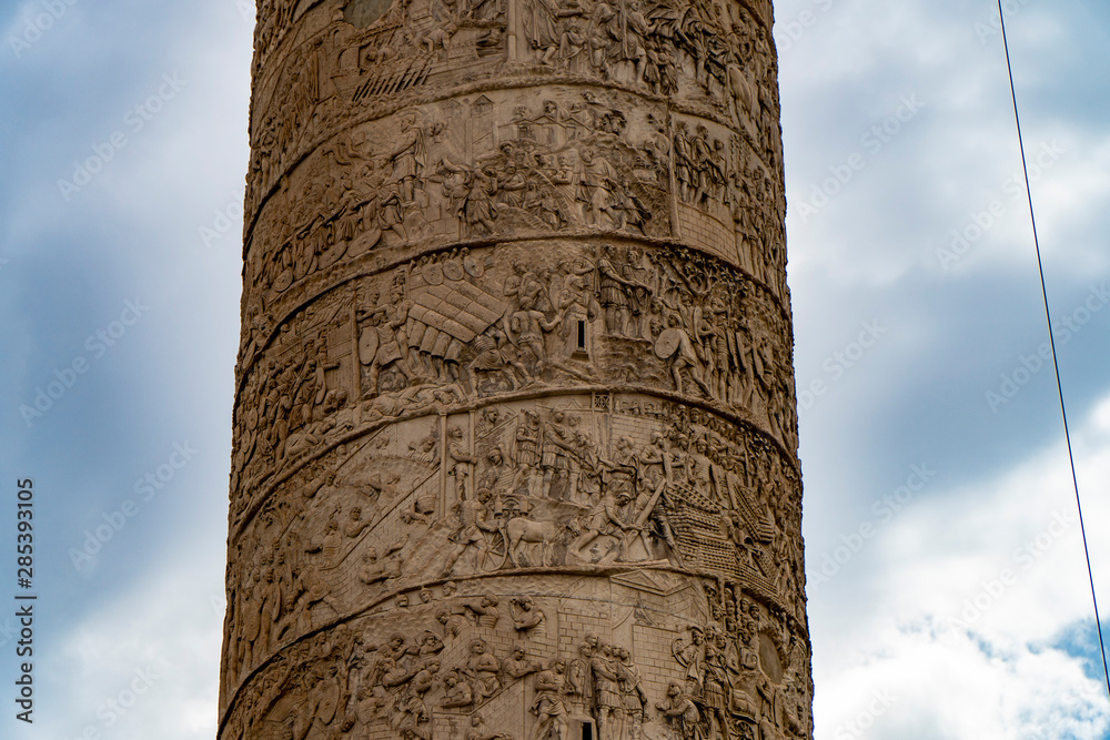 Colonna Traiana, detail of the bas-relief scenes of the Traja 's Column in Rome