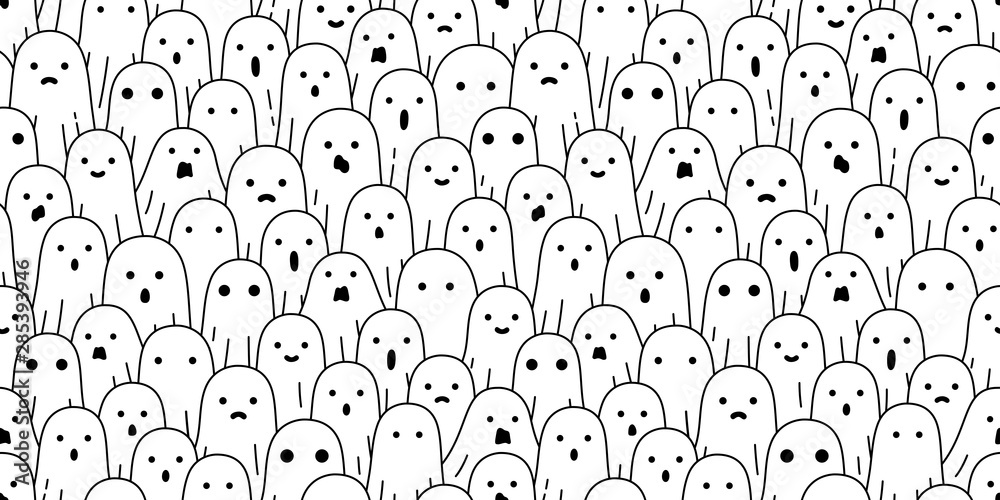 Ghost seamless pattern Halloween vector spooky scarf isolated repeat wallpaper tile background devil evil cartoon illustration doodle gift wrap paper white design