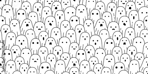 Ghost seamless pattern Halloween vector spooky scarf isolated repeat wallpaper tile background devil evil cartoon illustration doodle gift wrap paper white design