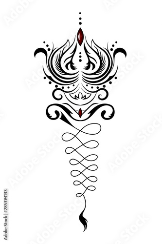 beautiful tattoo of a Lotus flower.tribal style.vector