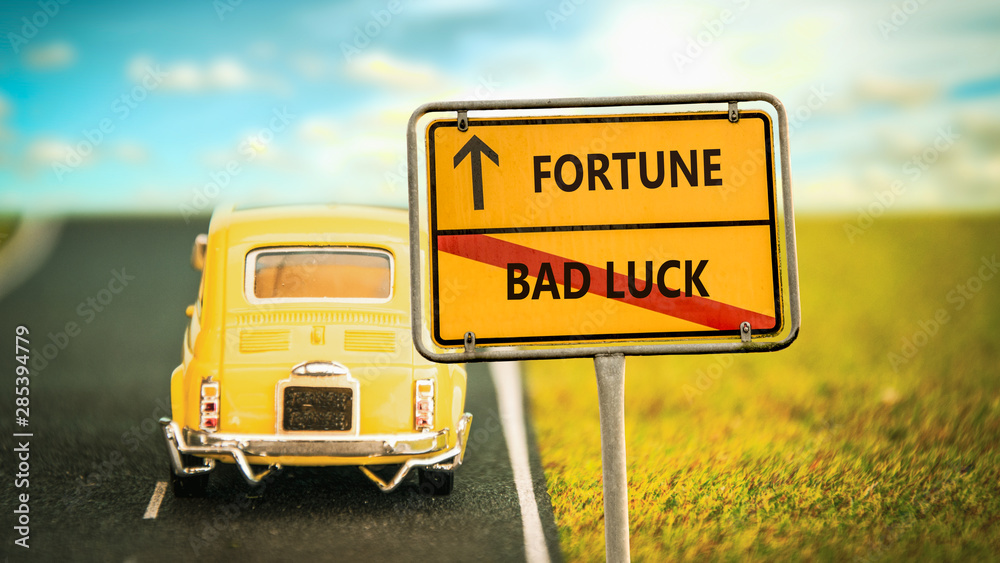 Fototapeta premium Street Sign Fortune versus Bad Luck