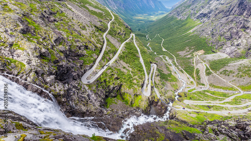 Trollstigen mountain viewpoint and pass along national scenic route Geiranger Trollstigen More og Romsdal county in Norway photo