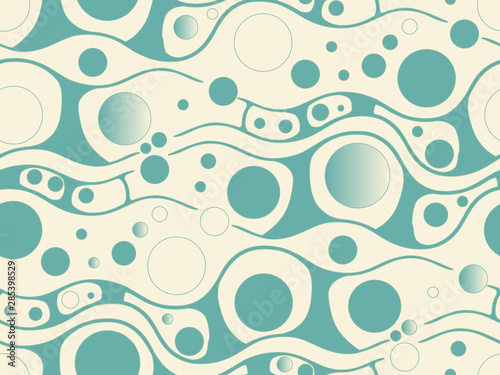 retro psychedelic bubbles field seamless ivory green