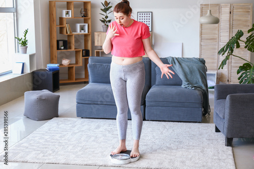 Shocked overweight woman st...