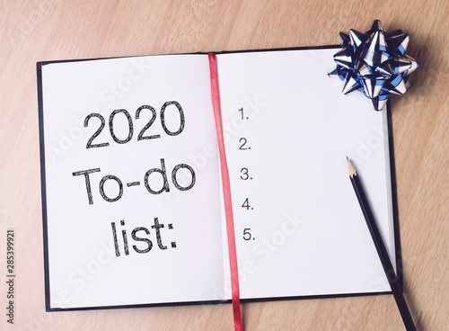 2020 to do list with ribbon.