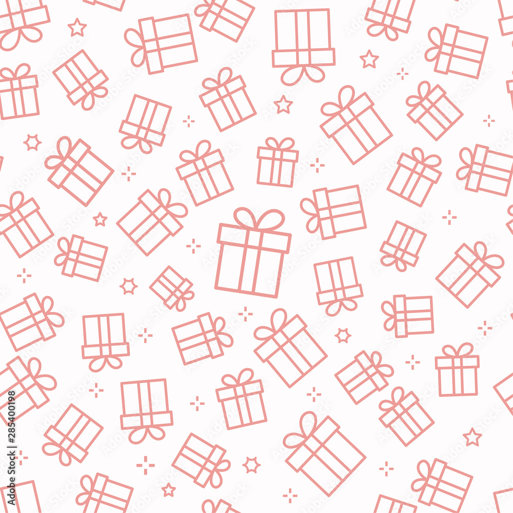 Gift box seamless pattern with icons. Gift box seamless pattern with icons.